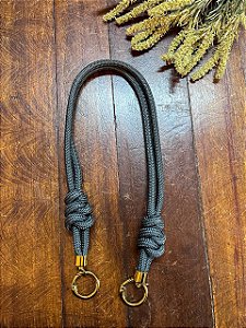 Alça Midi Corda Nó Triplo - 60cm - Chumbo/Dourado