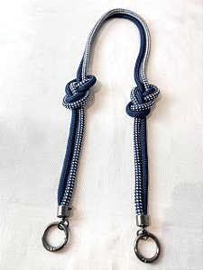 Alça de Ombro Corda Nó Duplo 95cm Azul Marinho e Espiral/Ônix