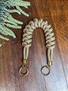Alça Mão Corda 40cm Max Caramelo/Dourado