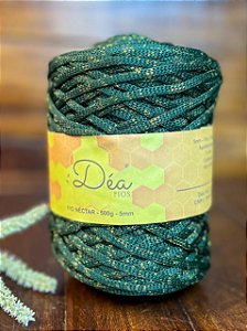 Fio Néctar 5mm - 500g-200m - Poliéster - Verde Lurex Dourado