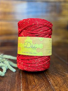 Fio Néctar 5mm - 500g-200m - Poliéster - Vermelho Lurex Dourado