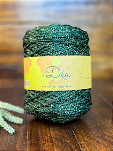 Fio Néctar 3mm - 500g-300m - Poliéster - Verde Lurex Dourado