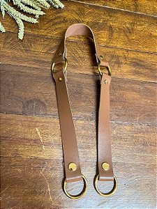 Alça Midi Pressão 2,5x65cm - Marrom & Dourado