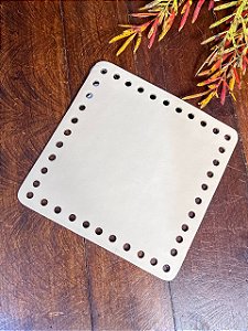 Base Couro Quadrado 16cm Bege