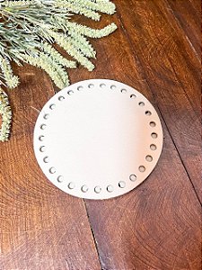 Base Couro Redondo 13cm - Bege
