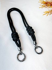 Alça Midi Corda Nó Triplo - 60cm - Preto/Ônix