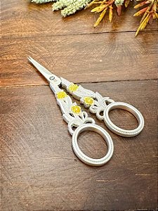 Tesoura Classica Stilo Europeu 4,5"-11,5cm - Rodio Branco com Dourado