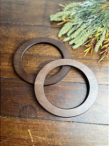 Alça Madeira - Oval 15,5x14cm - Castanho