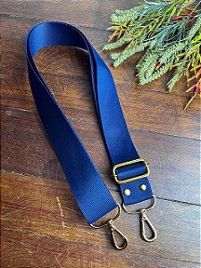 Alça Poliester Lisa-Marinho & Dourado