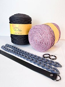 Kit Bolsa Croche Honey Mosa-Mescla Rose&Grafite-Joana Kalil- Nectar 3mm