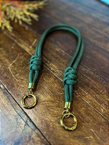 Alça Midi Corda Nó Triplo - 60cm - Verde/Dourado