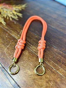 Alça Midi Corda Nó Triplo - 60cm - Laranja/Dourado
