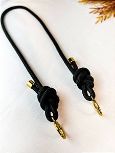 Alça de Ombro Corda Azenha - 90cm - Preto/Dourado