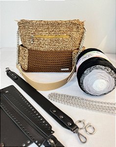 Kit Bolsa Sandy - Néctar COLORS 3mm- Gray (Crochetando Amigas)