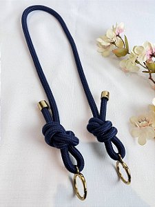 Alça de Ombro Corda Azenha - 90cm - Azul/Dourado