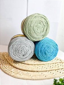 Combo 9 - Fios Néctar 5mm 3un. - Turquesa, Verde Maça e Cinza Elefante