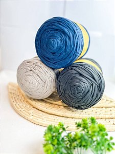 Combo 1 - Fios Néctar 5mm 3un. - Azul Caribe, Cinza Claro e Chumbo