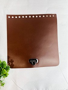 Aba Retangular 18x19cm Couro - Marrom e Ônix