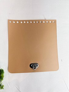 Aba Retangular 18x19cm Couro - Caramelo Claro e Ônix