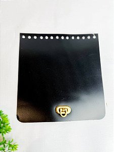Aba Retangular 18x19cm Couro - Preto e Dourado