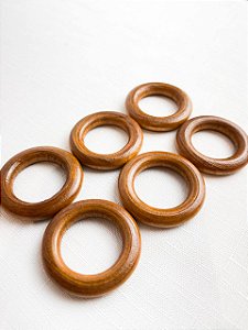 Argola Madeira 4,5cm 6 Un. - Marrom Claro
