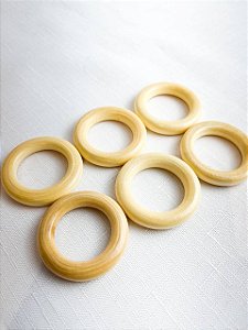 Argola Madeira 4,5cm 6 Un. - Bege