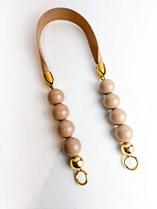 Alça Midi Couro+Queen Bee 2,5x60cm - Caramelo Claro/Dourado/Nude Vintage