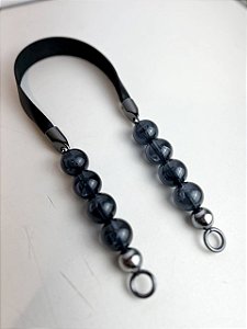 Alça Midi Couro+Queen Bee 2,5x60cm - Preto/Onix/Fume