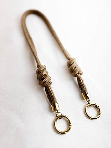 Alça Midi Corda Nó Triplo - 60cm - Caramelo/Dourado