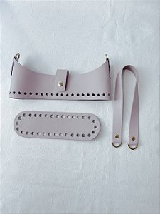 Kit Bolsa Couro 20x6cm MINI DOIS IRMÃOS - Bege & Dourado