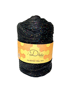 Fio Néctar 3mm - 500g-300m - Poliéster - Preto Lurex Multicolor