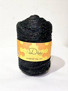Fio Néctar 3mm - 500g-300m - Poliéster - Preto Lurex Multicolor