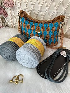 Kit Bolsa Daniela-Néctar Néctar 5mm Cinza/Selenio-Pólen Crochê
