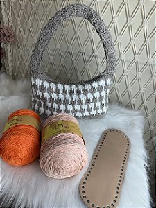 Kit Bolsa Daniela-Néctar Néctar 3mm Pêssego/Tangerina-Pólen Crochê