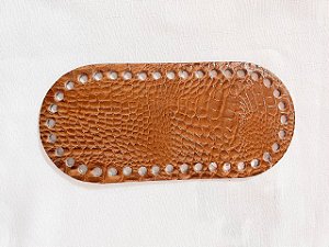 Base Couro Oval Croco10x22cm Marrom
