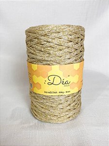 Fio Néctar 5mm - 500g-200m - Poliéster - Marfim Lurex Dourado