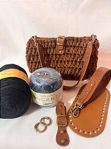 Kit Bolsa Canoa Quebrada Néctar 5mm Azul-Pólen Crochê