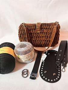 Kit Bolsa Canoa Quebrada Néctar 5mm Preto-Pólen Crochê