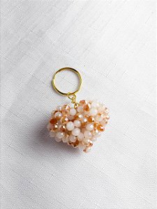Chaveiro Coração 4,5x4x2,5cm-Cristal Bronze/Branco