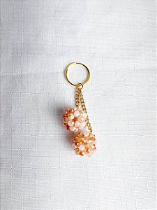 Chaveiro Bolinha Duplo 2cm-Bicolor Bronze/Branco