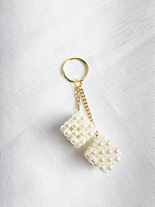 Chaveiro Dadinho Duplo 2cm-Pérola