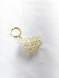Chaveiro Coração 4,5x4x2,5cm-Pérola