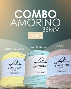 Combo 2 - Fios Amorino 36mm 3un. - Amarelo Claro, Verde Bebê e Nude