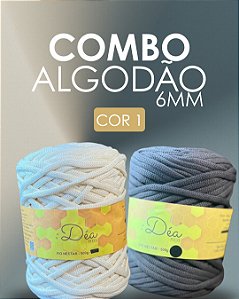 Combo 1 - Fios Néctar Algodão 6mm Macramê 2un. - Cru e Café
