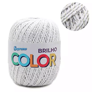Barbante COLOR BRILHO CORES 400G nº6-Branco/Ouro