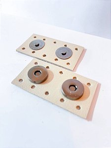 Fechamento Botão Imã Duplo 3,5x6,5cm Bege & Ônix