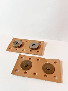 Fechamento Botão Imã Duplo 3,5x6,5cm Caramelo Claro & Ônix
