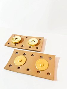 Fechamento Botão Imã Duplo 3,5x6,5cm Caramelo Claro & Dourado
