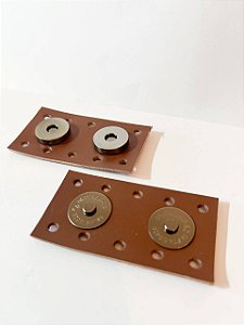Fechamento Botão Imã Duplo 3,5x6,5cm Marrom & Ônix