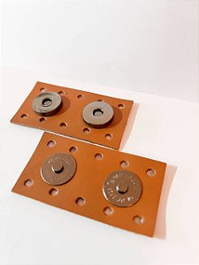 Fechamento Botão Imã Duplo 3,5x6,5cm Caramelo Escuro & Ônix